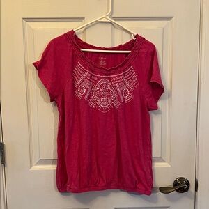 Lane Bryant Pink Embroidered Short Sleeve Tee